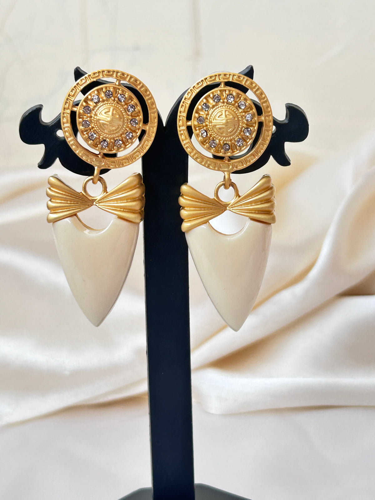 Ivory Enamel Heart Earrings