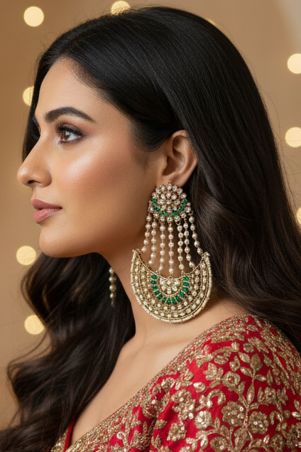 Keshavi Green Chandbali