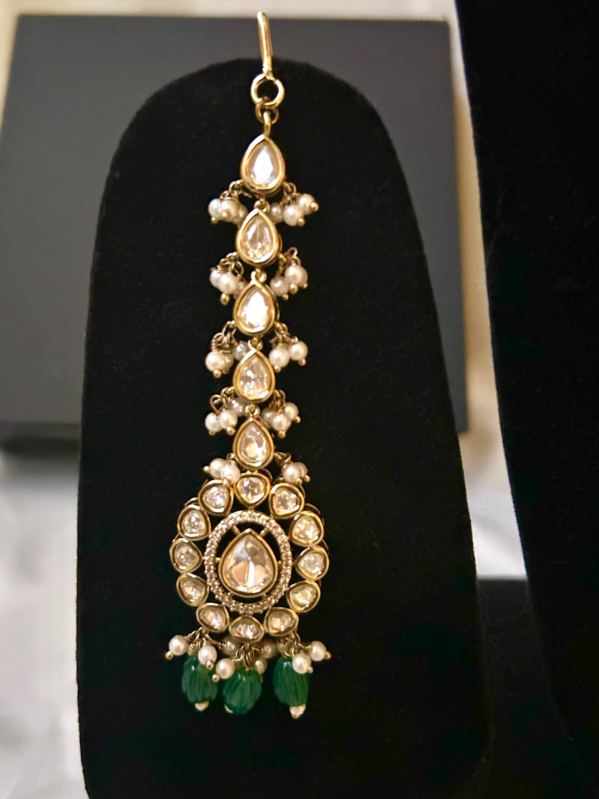 Tashi Kundan Rani Haar with emerald green accents, perfect for weddings and grand celebrations