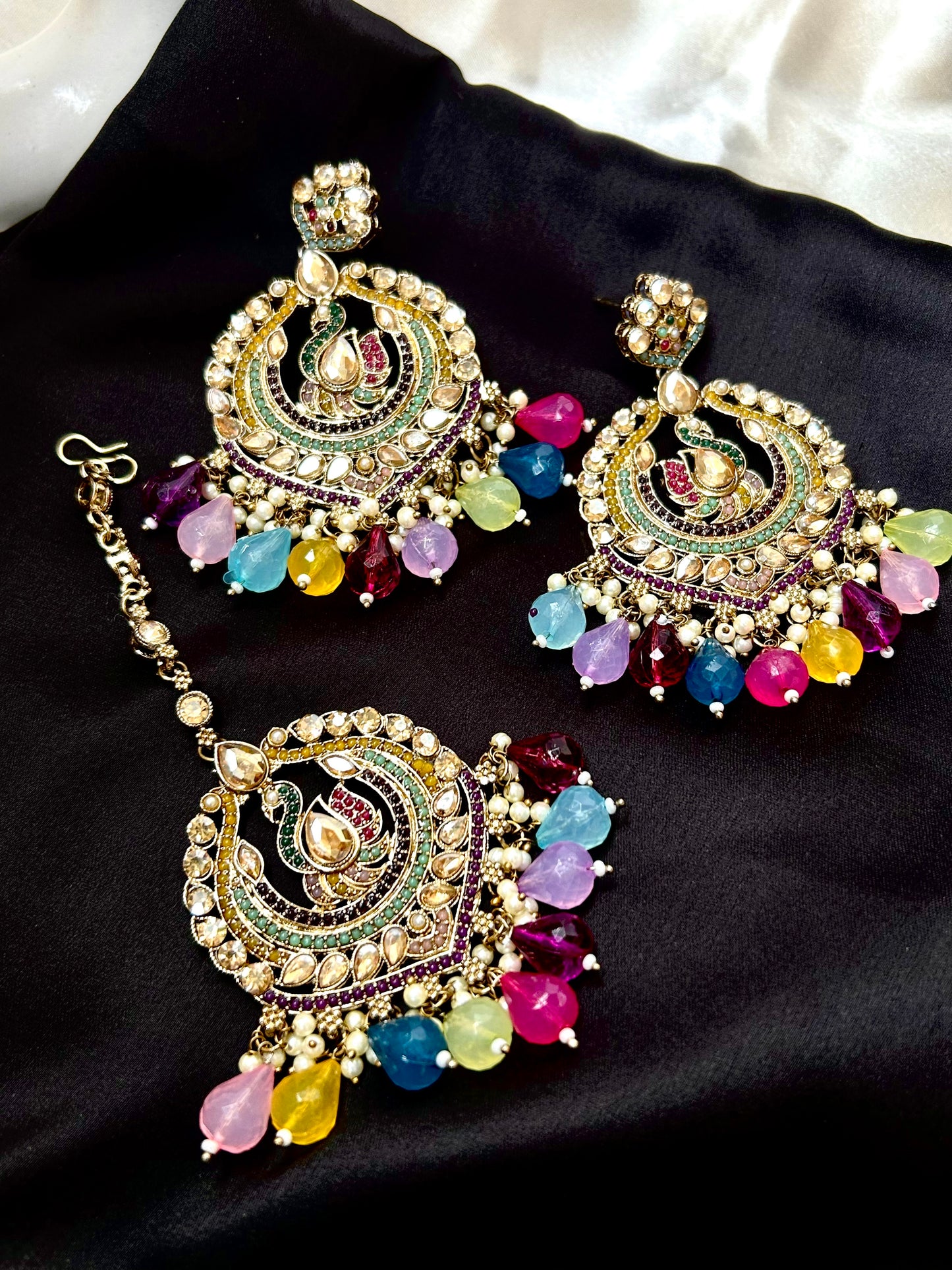 Jivika multi earrings and tikka