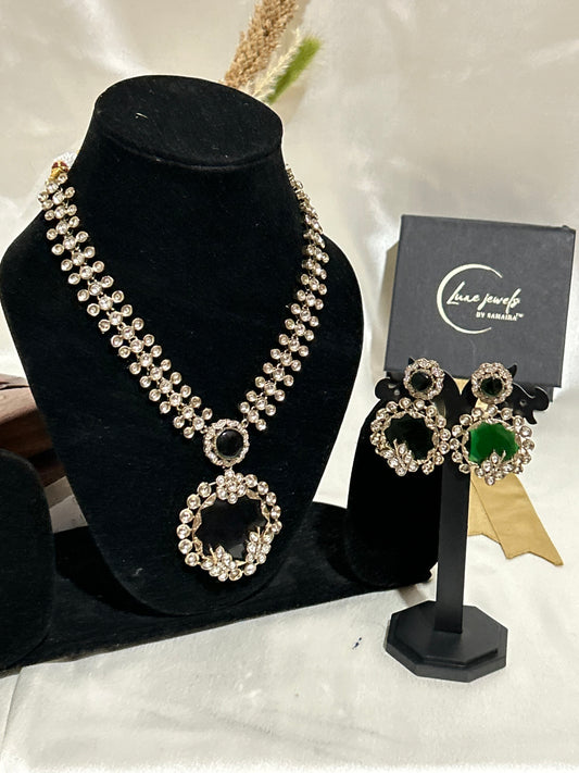 emerald green kundan necklaceset