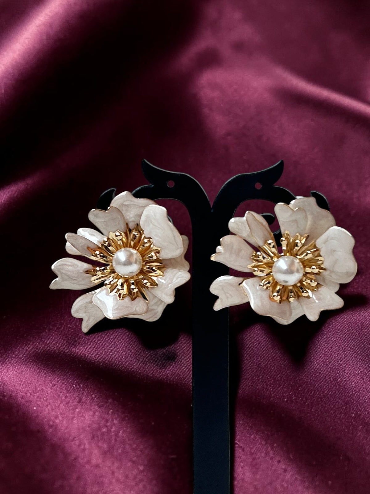 White Floral Earrings