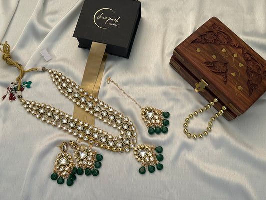 emerald green kundan necklaceset