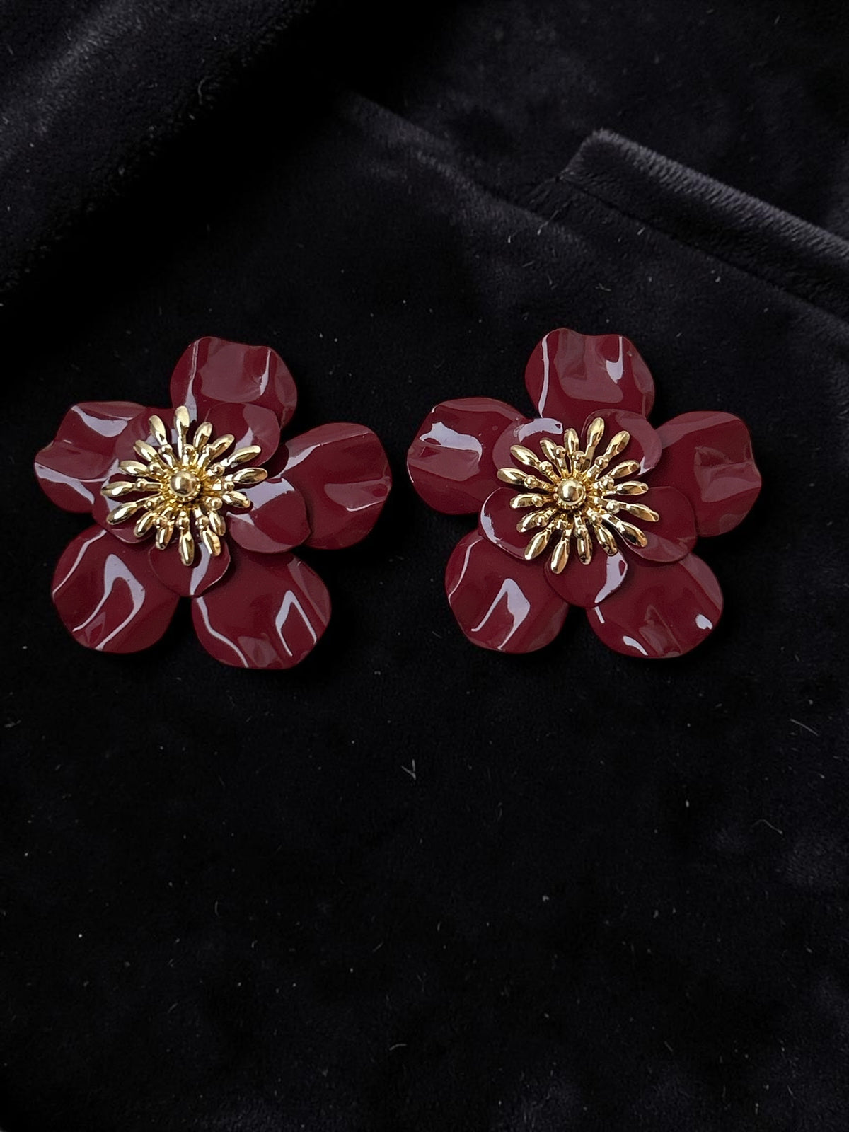 Red Enamel Floral Earrings