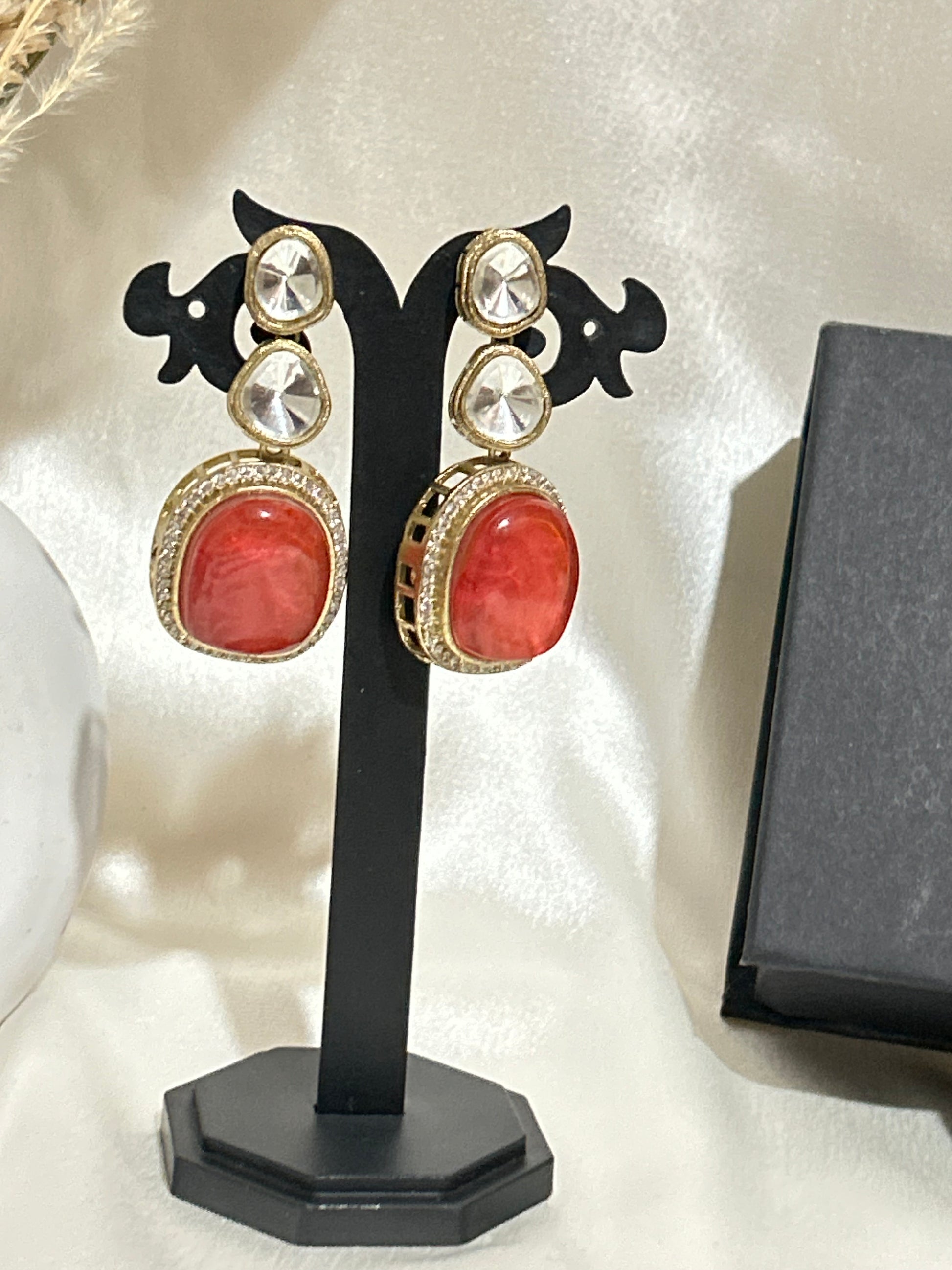 orange kundan Necklaceset