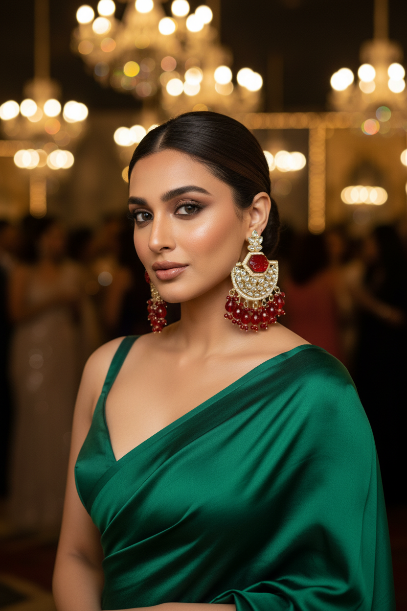 Red Anika Chandbali
