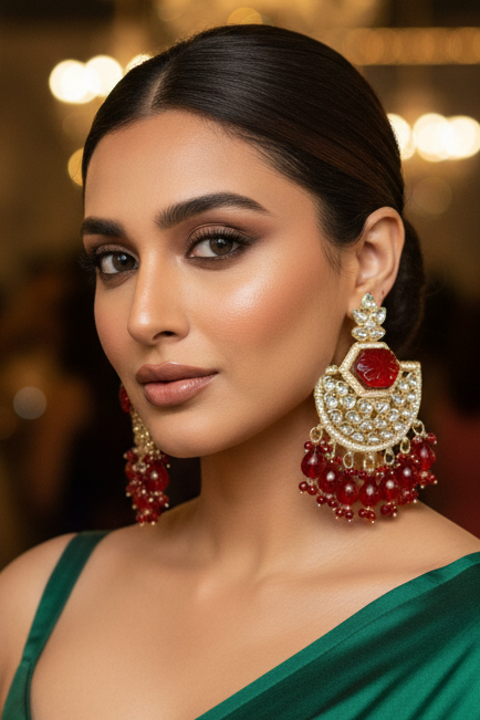 Red Anika Chandbali