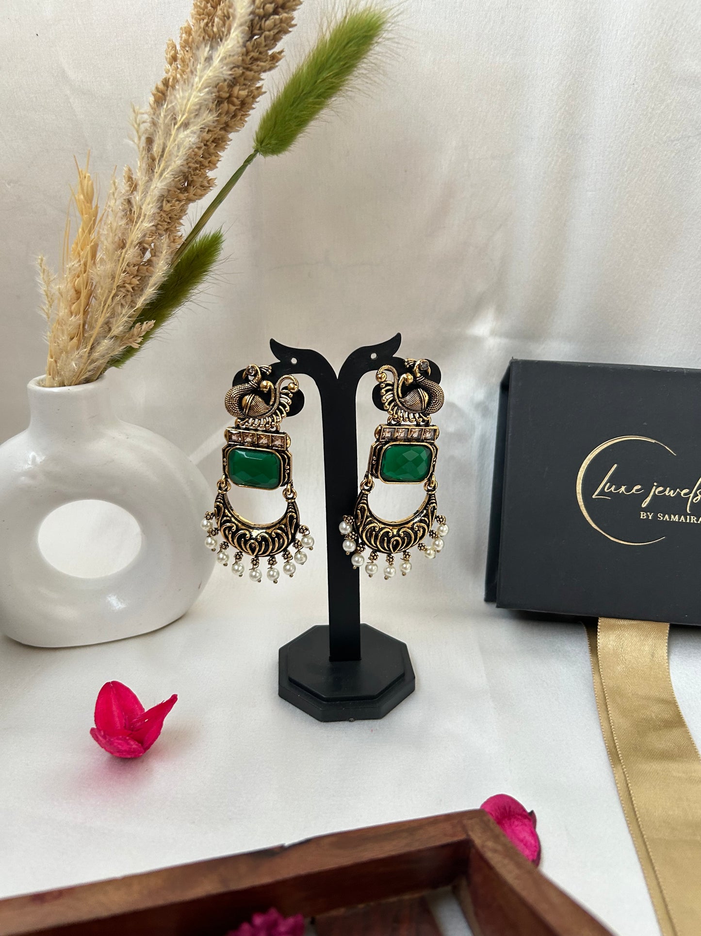 Adhira  Green chandbali