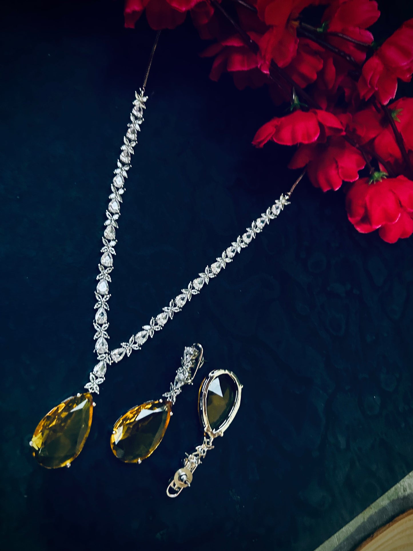 Deepika yellow pendant necklace