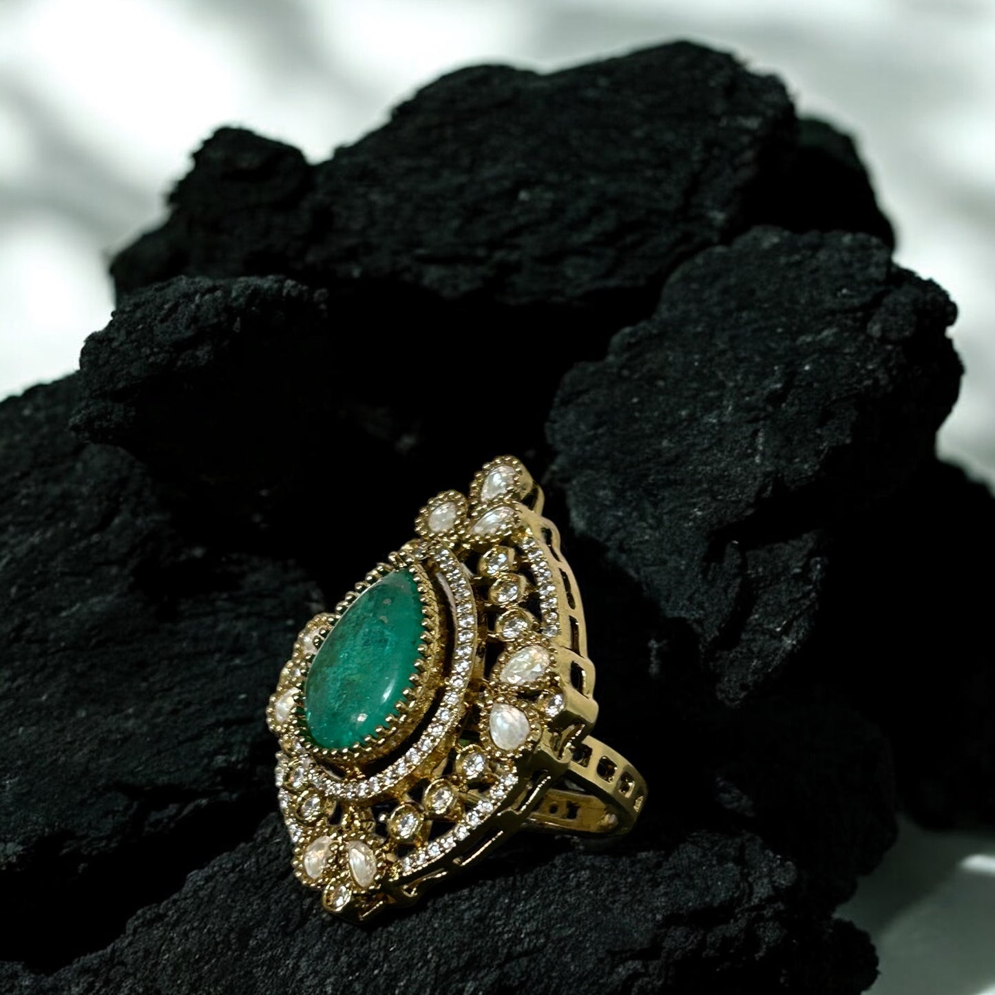 Regal Emerald Statement Ring