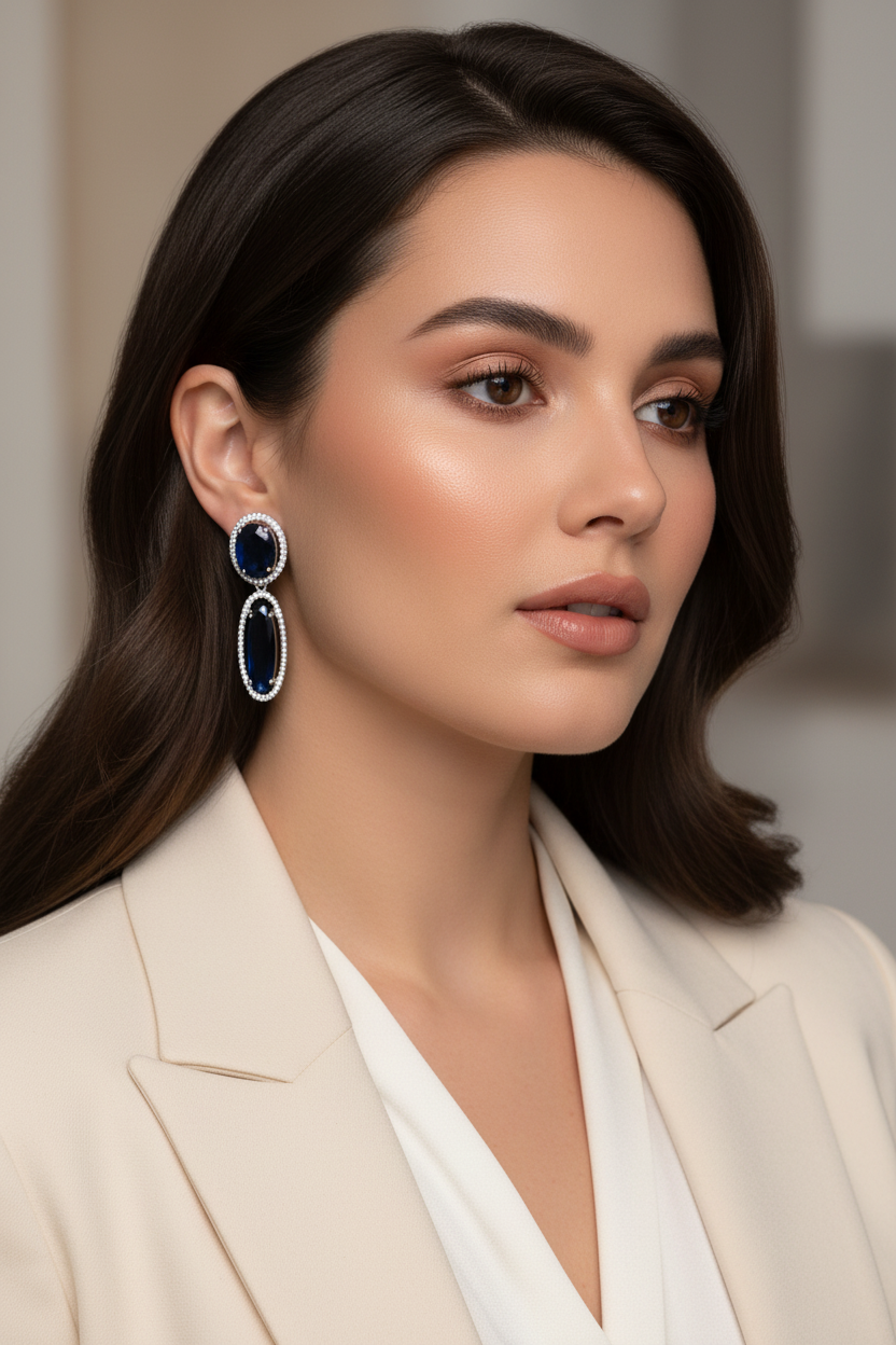 Sapphire Glam Drop Earrings