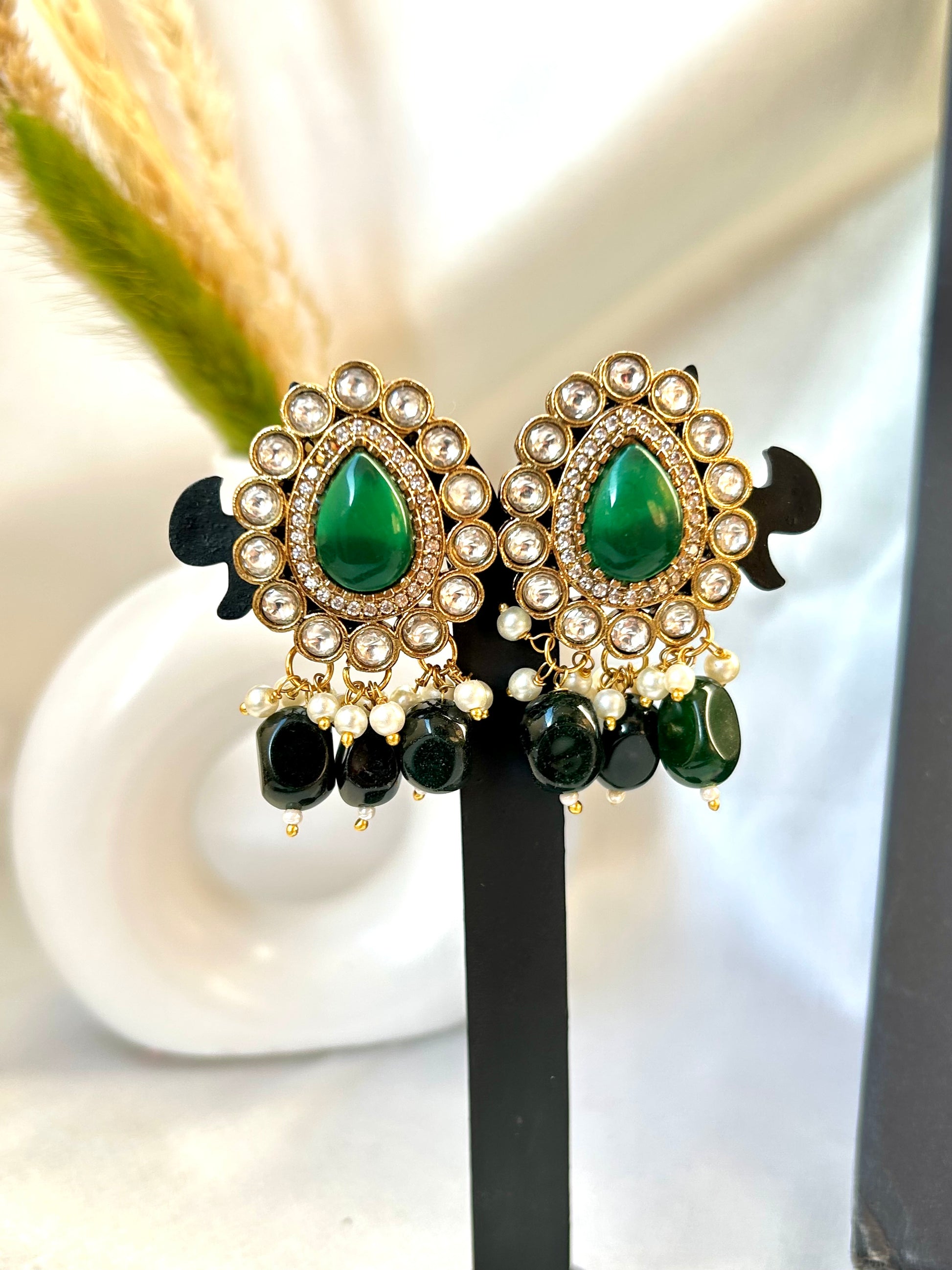 emerald green rani haar,long necklaceset