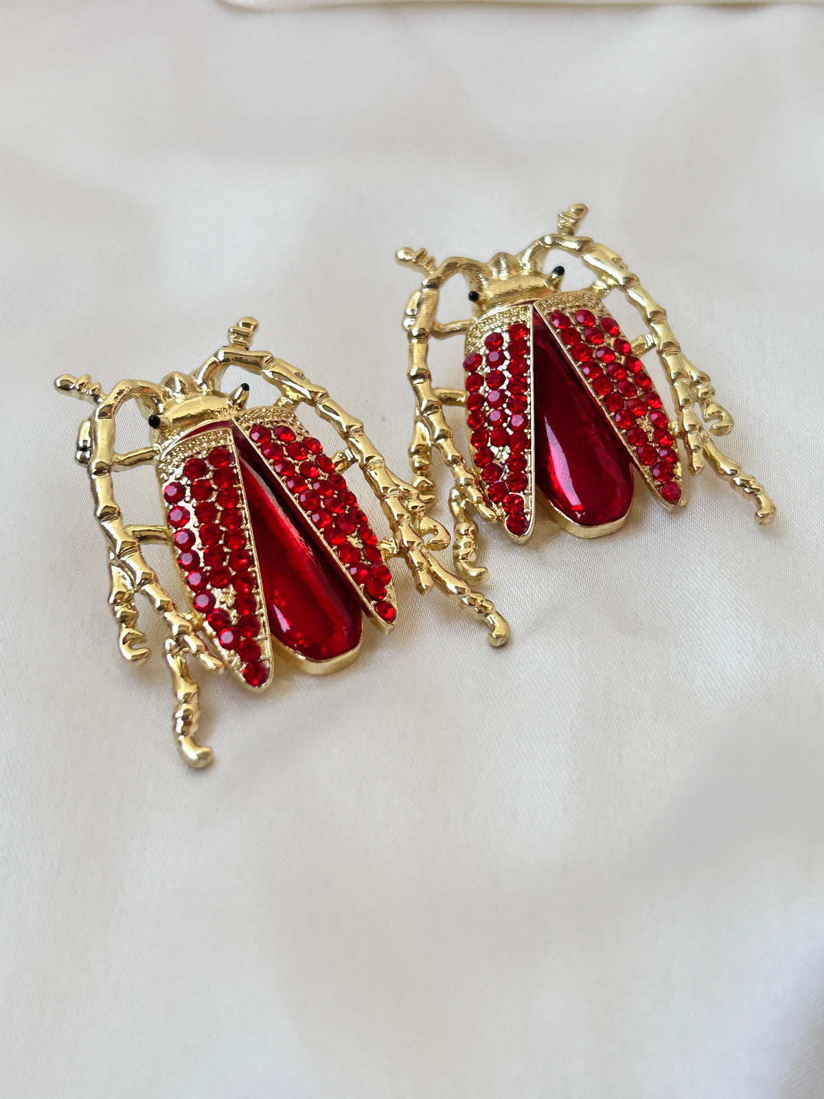 Enamel Red beetle Earrings