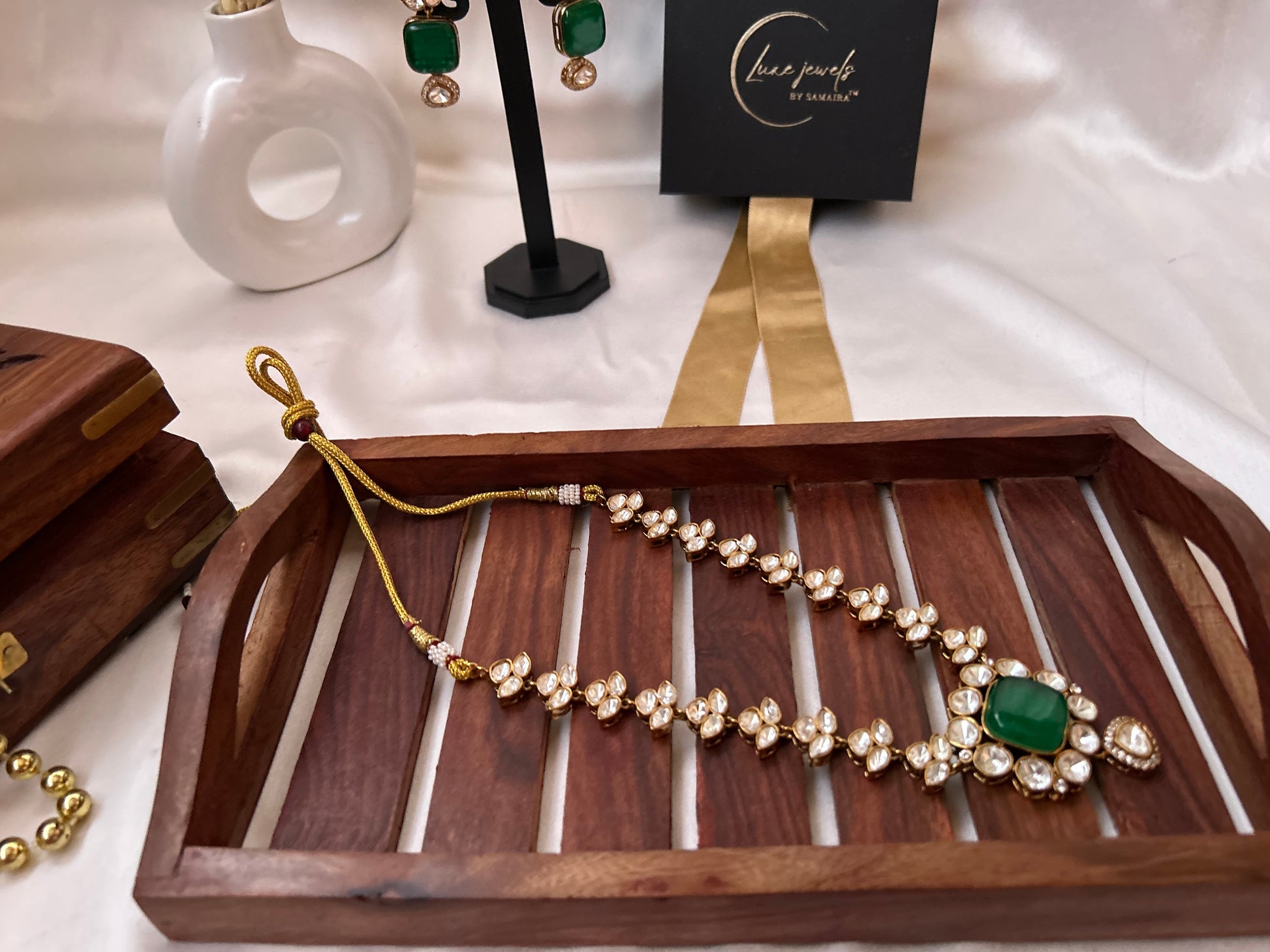 Emerald green  kundan necklaceset