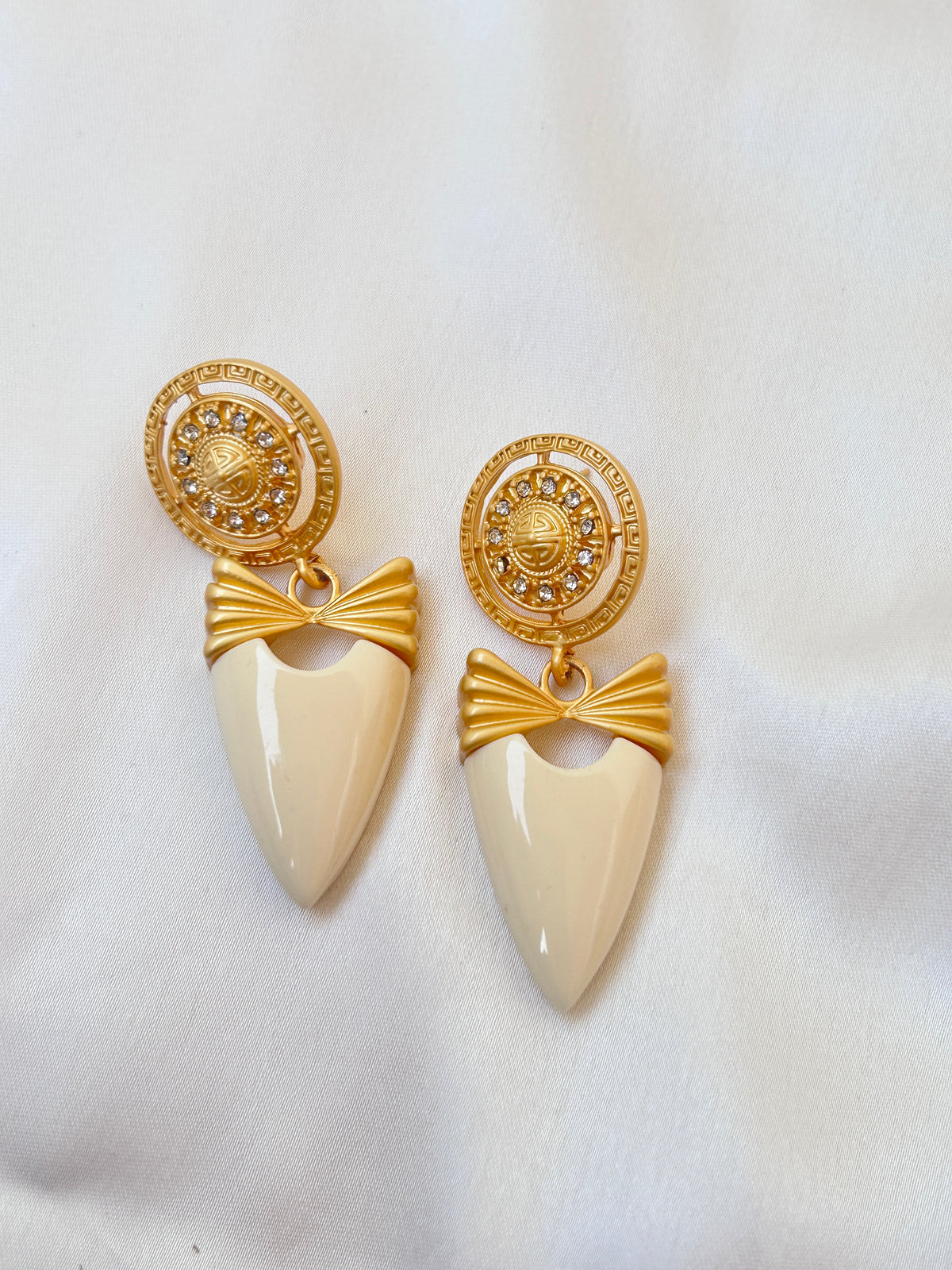 Ivory Enamel Heart Earrings