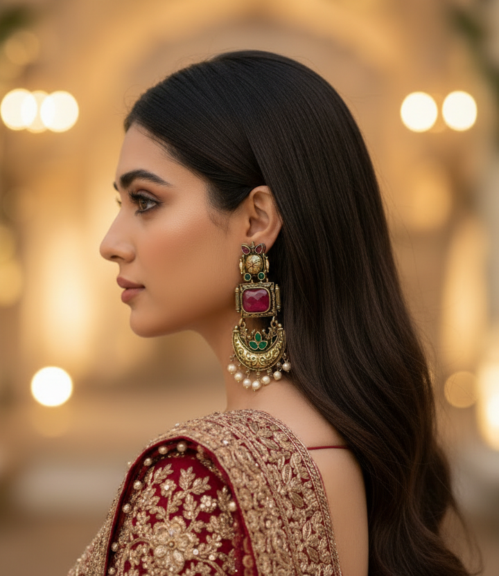 Aarna Red chandbali