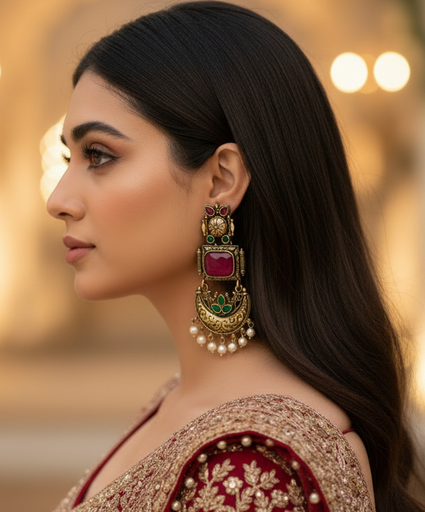Aarna Red chandbali