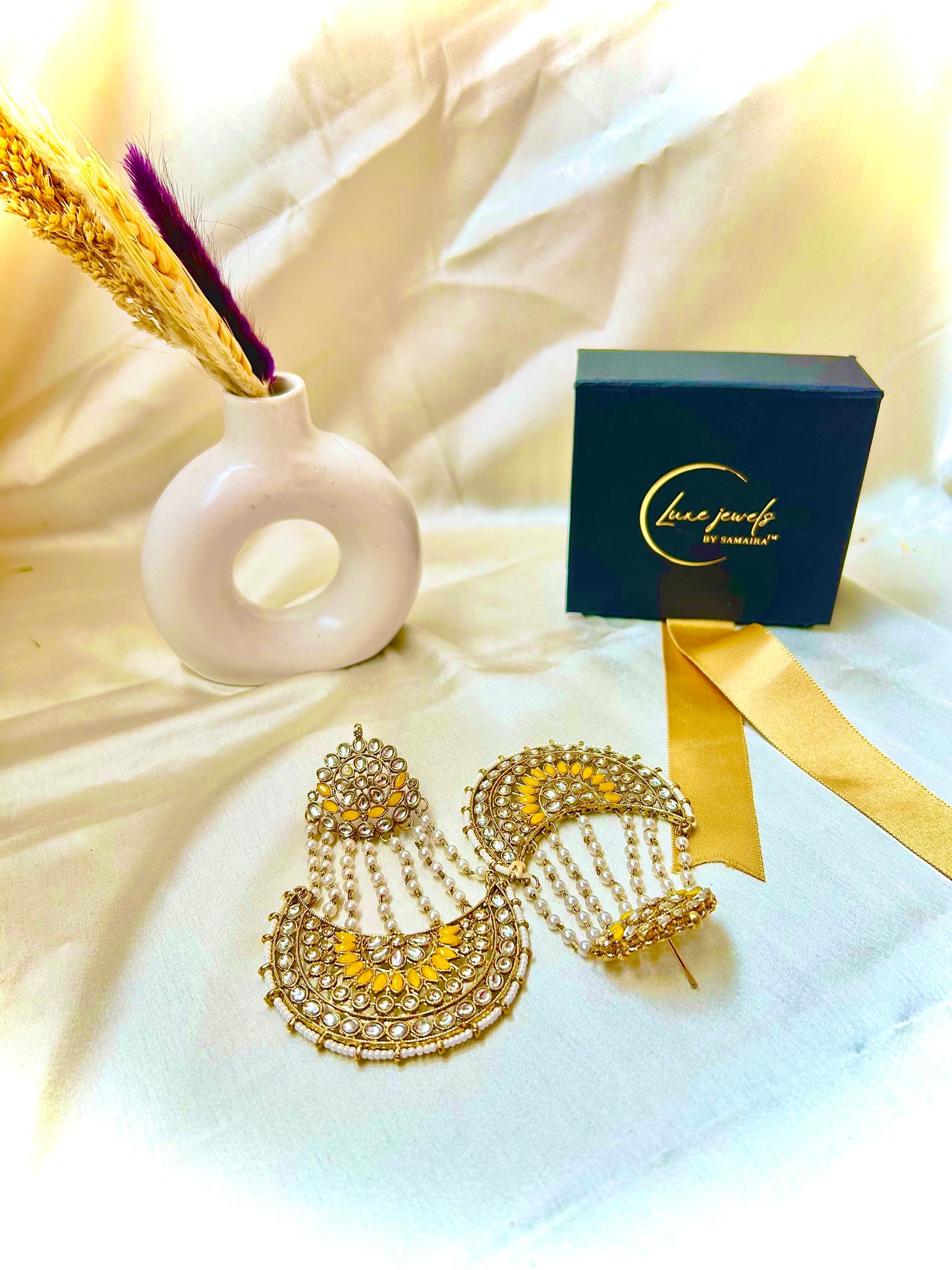 Keshavi yellow Chandbali
