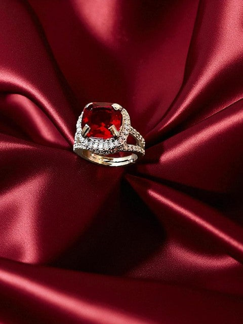 Queen Crown Ruby Gold plated Ring