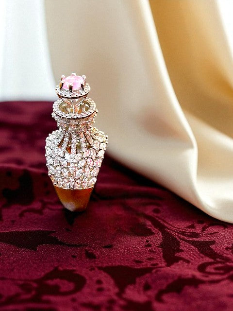 Crown Pink Silver Ring