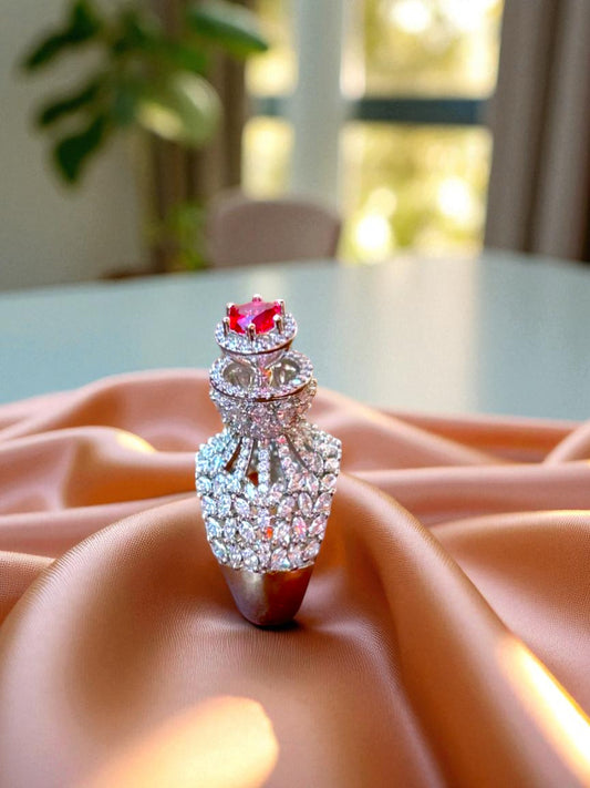 Crown Ruby Silver Ring
