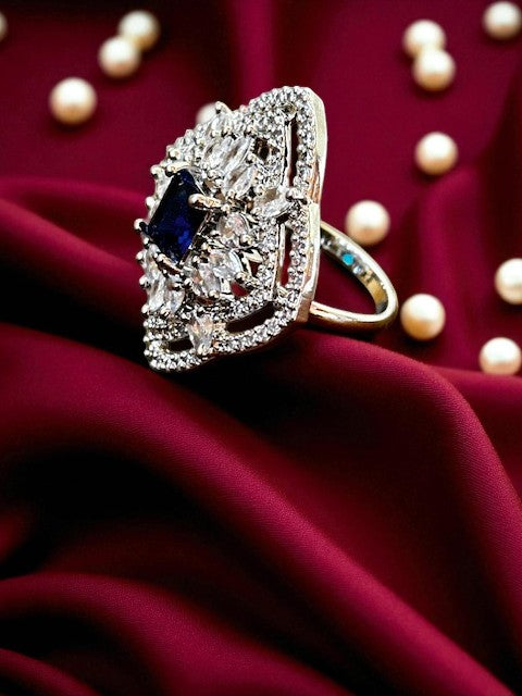 Saphire Blue Phool Ring
