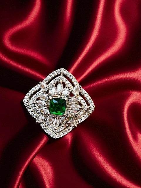 Emerald Green Phool Ring