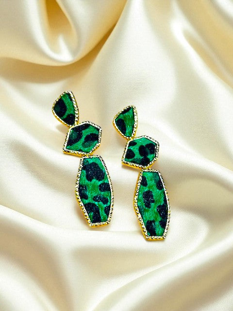 Green Leopard Earrings