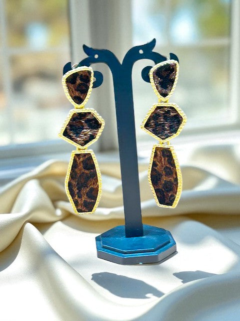 Dark Brown Leopard Earrings