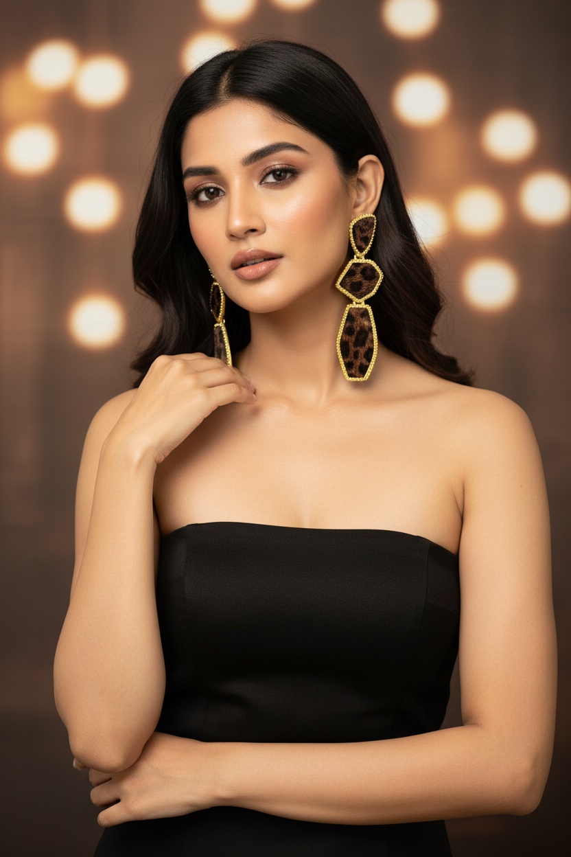 Dark Brown Leopard Earrings