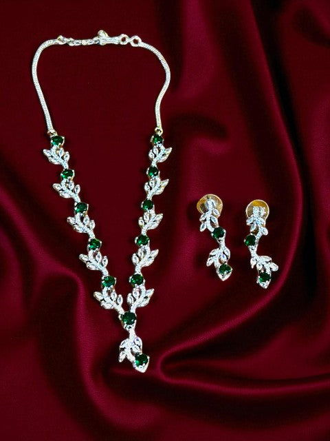 Crystal Veil Emerald Silver Set