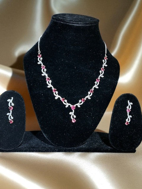 Crystal Veil Ruby Silver Set