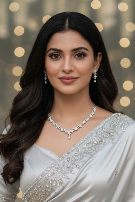 Crystal Veil  Silver Set