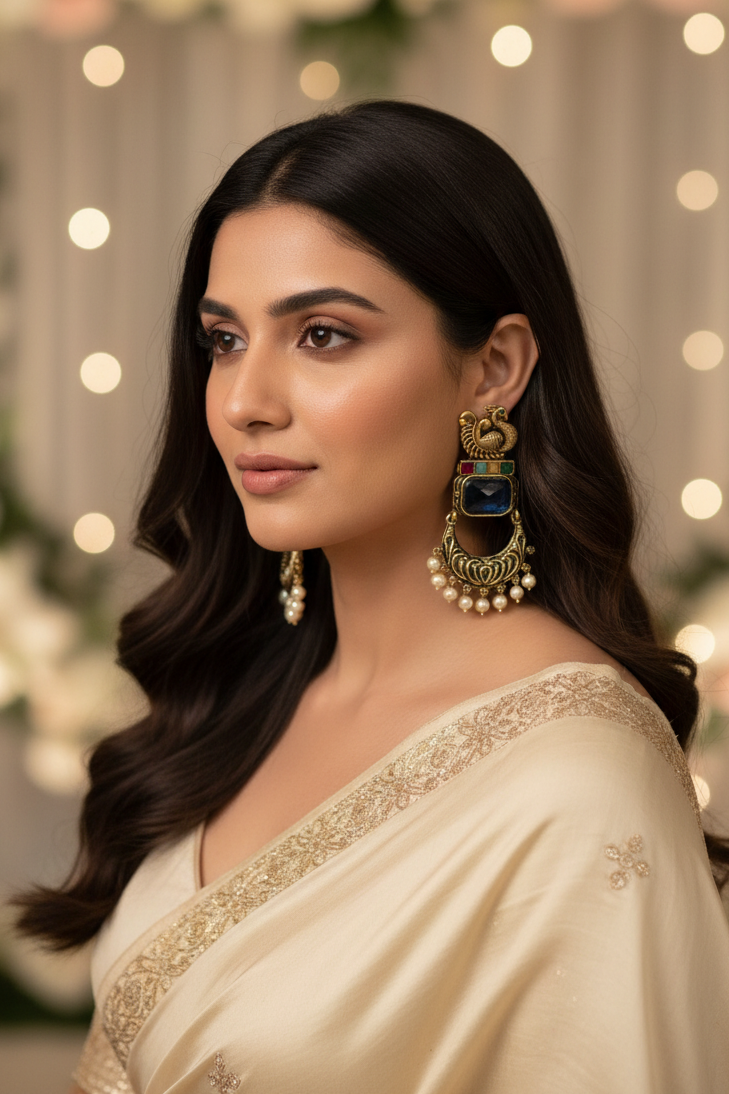 Adhira navy Chandbali