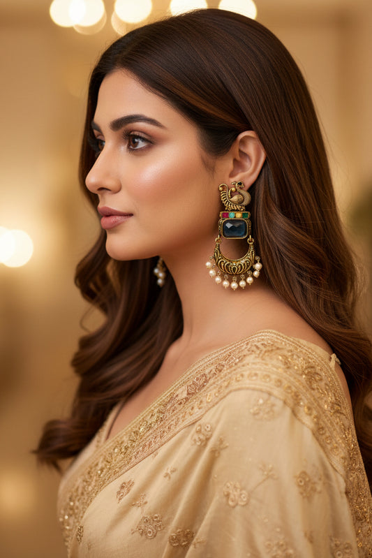 Adhira navy Chandbali