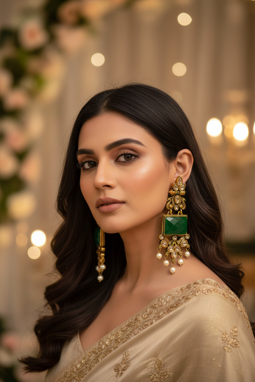Emerald Rajwada Chandrika Earrings