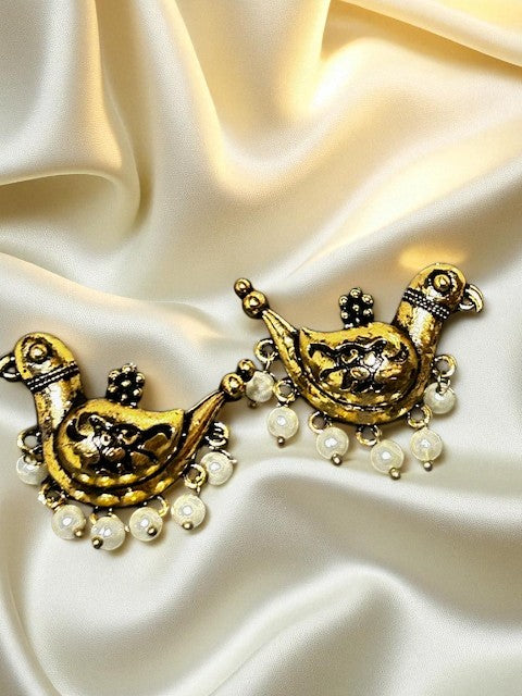 Vintage pearl danglers Bird Earrings
