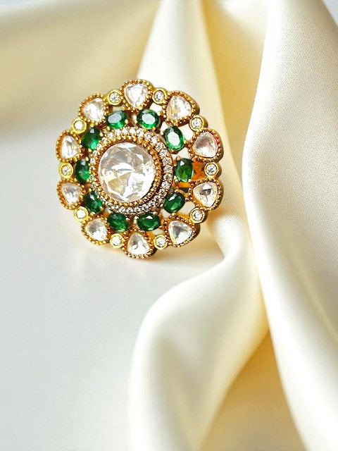 Arina Floral Emerald Ring