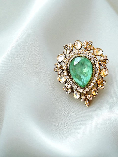 Sitara  sea green ring