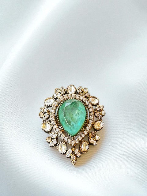 Sitara  sea green ring