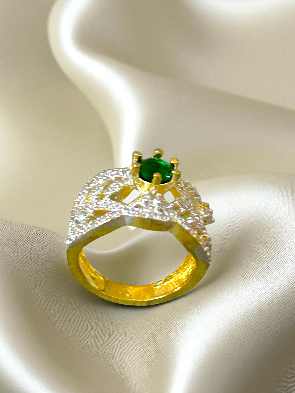 Lyna Emerald Green Silver / Gold Ring
