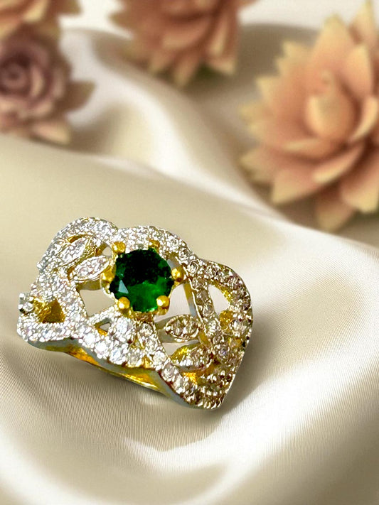 Lyna Emerald Green Silver / Gold Ring